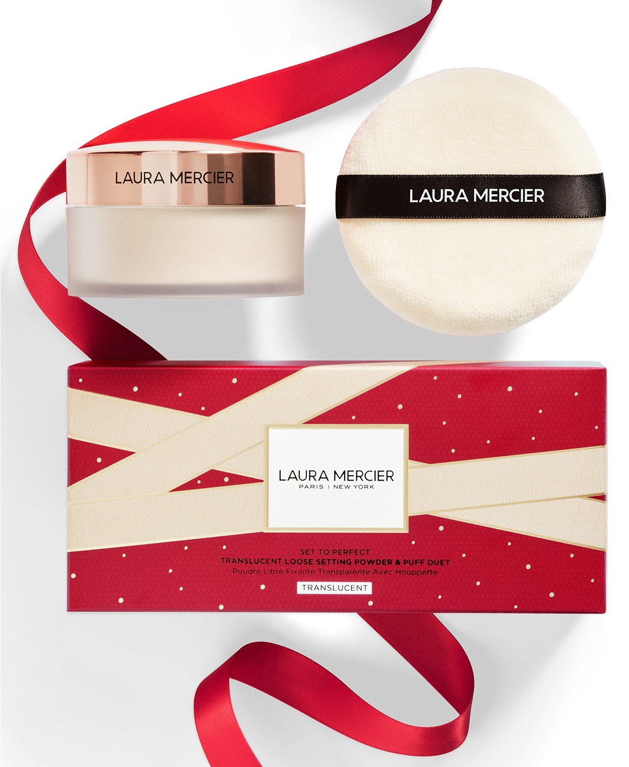 Laura Mercier Set To Perfect Translucent Loose Setting Powder & Puff Duet (Limited Edition) เซ็ตแป้งฝุ่งคุมมันตัวดัง มาพร้อมกับพัฟทาแป้งในกล่อง