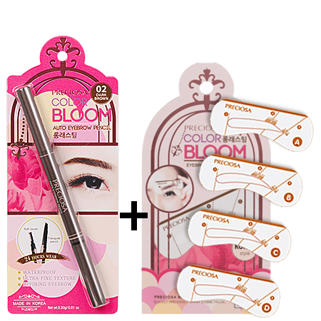PRECIOSA,Color Bloom Auto Eyebrow Pencil,2 Dark Brown,Eyebrow Drawing Guide