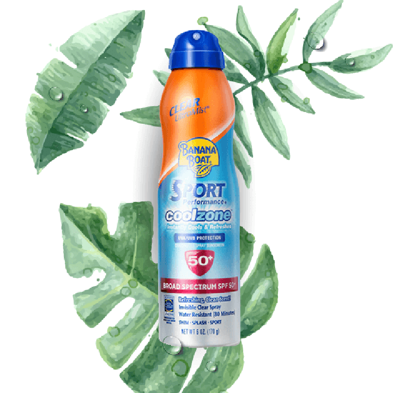 Banana Boat,Sport Cool Zone UltraMist Clear Sunscreen Spray SPF50 PA+++ สเปรย์กันแดด,สเปรย์กันแดดสูตรเย็น 