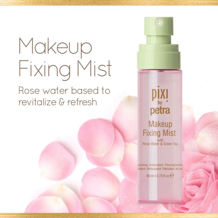 Pixi ,Pixi by Petra,Make up Fixing  Mist  With Rose Water & Green Tea 80ml. ,สเปรย์บล็อคเมคอัพ,Pixi Make up Fixing  Mist  With Rose Water & Green Tea 80ml.,สเปรย์น้ำแร่,Pixi spray