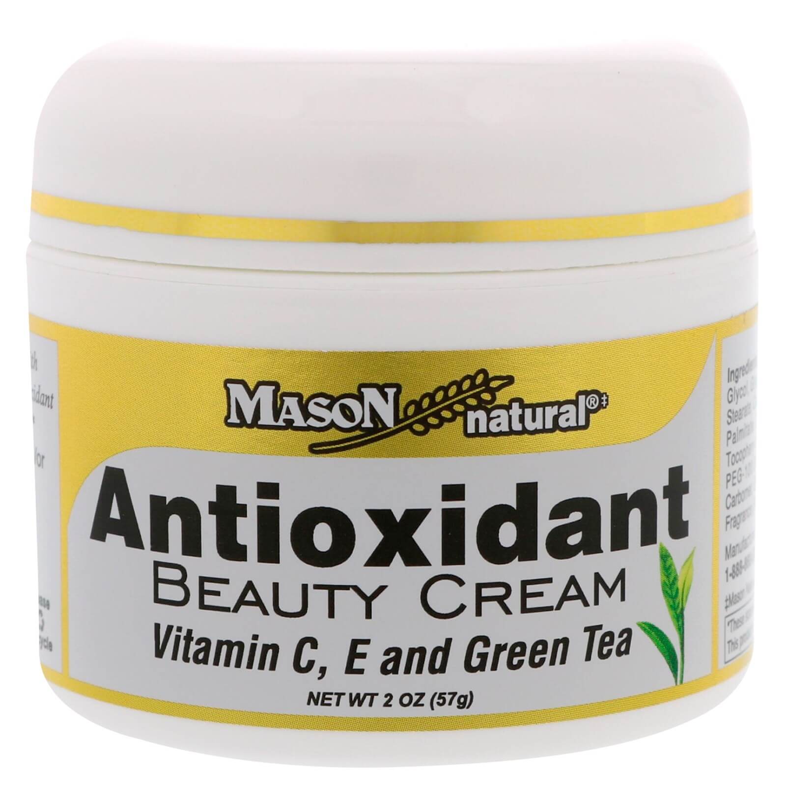 Mason Natural,mason natural reviews,Antioxidant Beauty Cream with Vitamin C E and Green Tea 57g. ,ครีมบำรุงผิวหน้า,เมสัน แอนตี้ออกซิเดนท์ครีม,