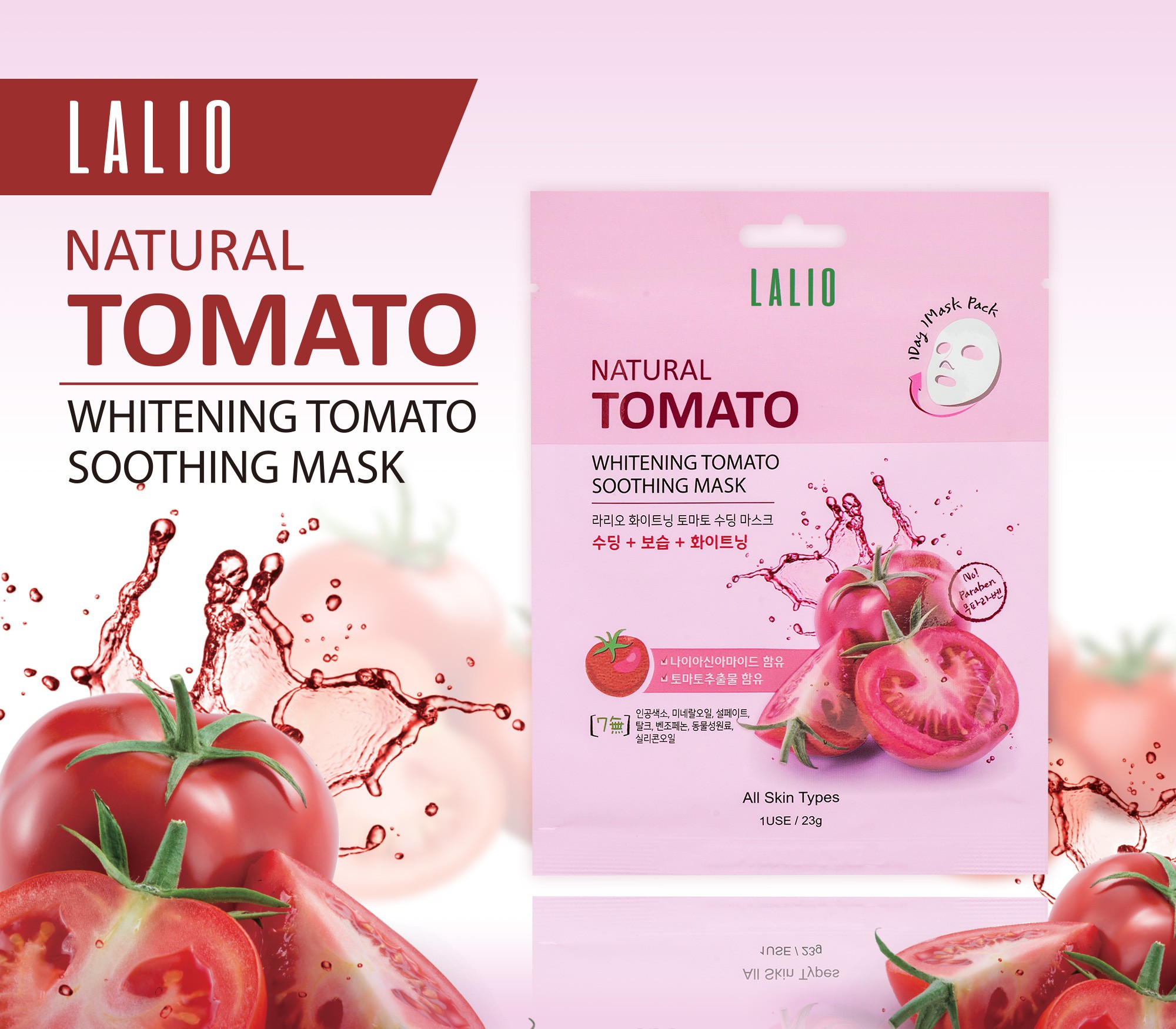 Lalio,  Lalio Whitening Tomato Soothing Mask, Whitening Tomato Soothing Mask, Lalio Whitening Tomato Soothing Mask 23g