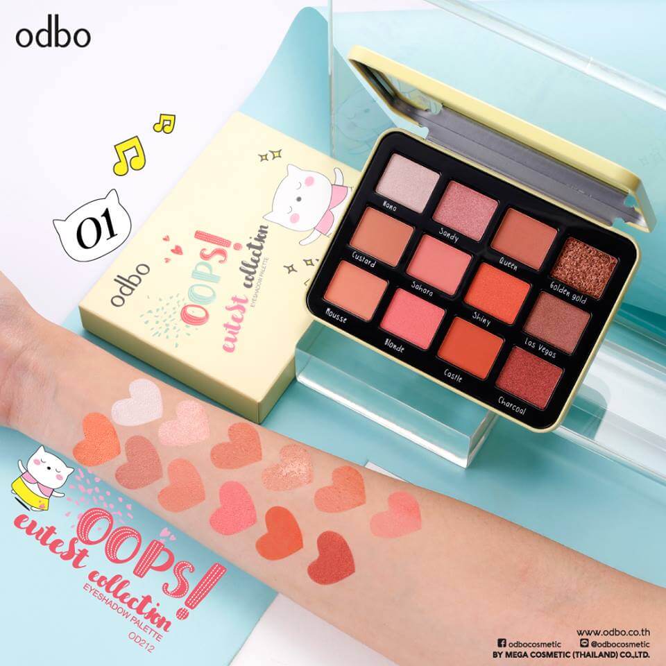 Odbo ,Odbo Oops! Cutest Collection Eyeshadow Palette OD212-01,อายแชโดว์,อายแชโดว์ 2019,อายแชโดว์ odbo,อายแชโดว์ ถูกและดี 2019