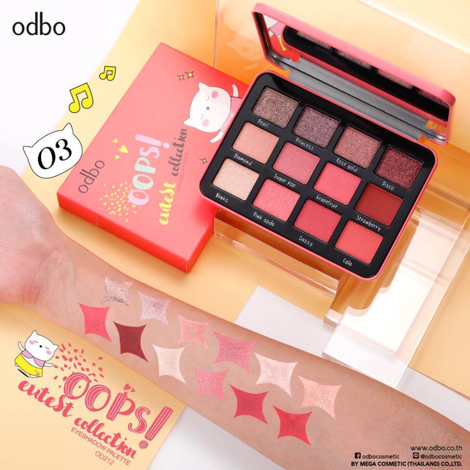 Odbo ,Odbo Oops! Cutest Collection Eyeshadow Palette OD212-03,อายแชโดว์,อายแชโดว์ 2019,อายแชโดว์ odbo,อายแชโดว์ ถูกและดี 2019