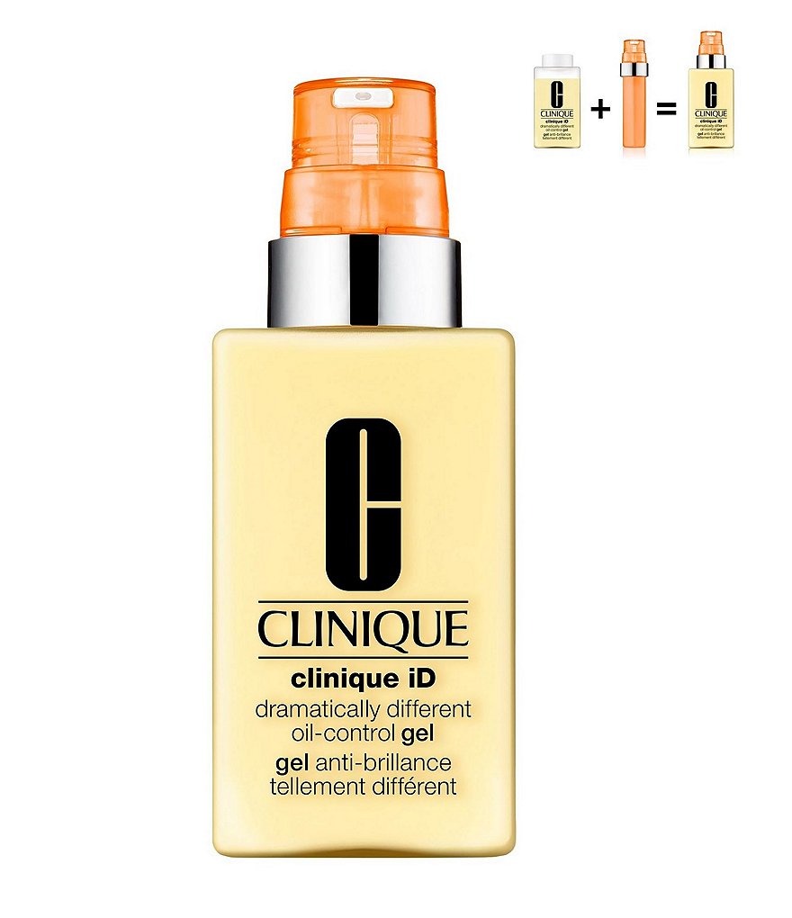 Clinique Dramatically Different Oil Control Gel 115 ml. มอยซ์เจอร์ไรเซอร์สุดฮิตตลอดกาล สำหรับสาวผิวมันเนื้อบางเบาซึมง่าย ช่วยบำรุงผิวให้นุ่ม ชุ่มชื่น เปล่งปลั่งดูสุขภาพผิวดี   +     Clinique ID Active Cartridge Concentrate Fatique 10 ml.  (สีส้ม)  ส่วนผสมเข้มข้นจากทอรีนและคาเฟอีน ช่วยเติมพลังให้ผิว กระตุ้นผิวที่เหนื่อยล้าให้เปล่งประกาย  