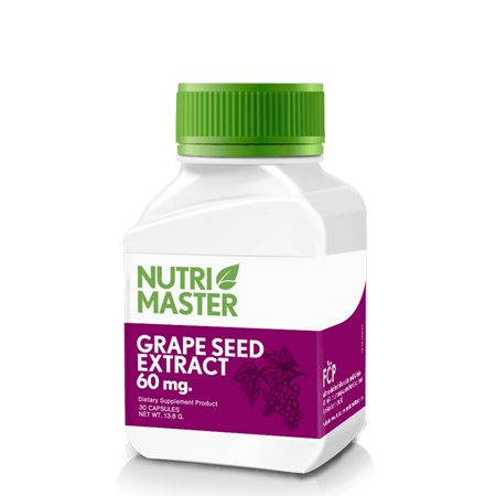 Nutri Master Grape Seed Extract (60 mg.) 30 Capsules สารสกัดจากเมล็ดองุ่น คืนความอ่อนเยาว์ให้ผิวพรรณ ป้องกันริ้วรอยก่อนวัย