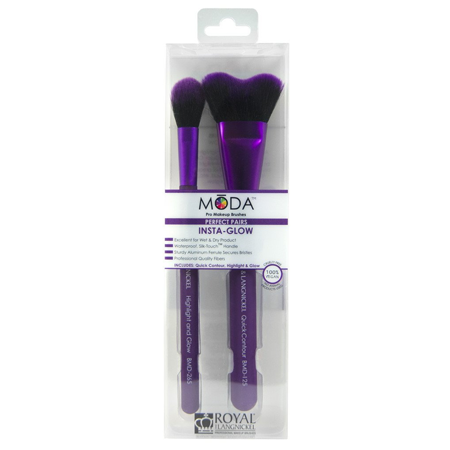 MODA Makeup Brushes, MODA, MODA Perfect Pairs Insta-Glow Kit, MODA Perfect Pairs Insta-Glow Kit รีวิว, MODA Perfect Pairs Insta-Glow Kit ราคา, MODA Makeup Brushes Perfect Pairs Insta-Glow Kit, MODA Makeup Brushes Perfect Pairs Insta-Glow Kit คู่หูไฮไลท์และคอนทัวร์ แปรงหัวใจสำหรับคอนทัวร์ แปรงพุ่มสำหรับไฮไลท์ ขนแปรงนุ่ม ไม่กระด้าง ไม่ต้านผิว