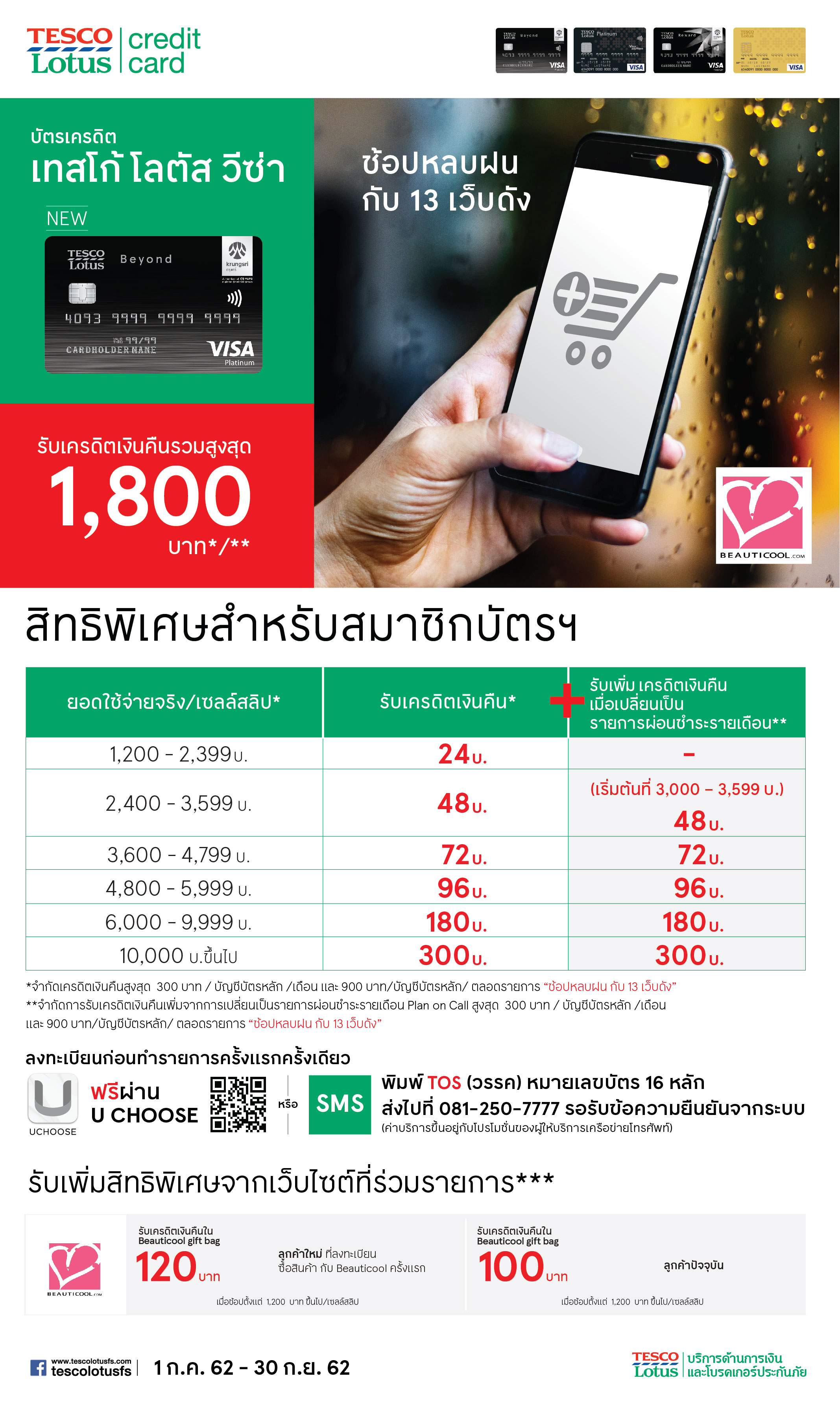 โปรโมชั่นบัตรเครดิต, Tesco credit card, โปรโมชั่นบัตรเครดิตเทสโก้, Credit card promotion