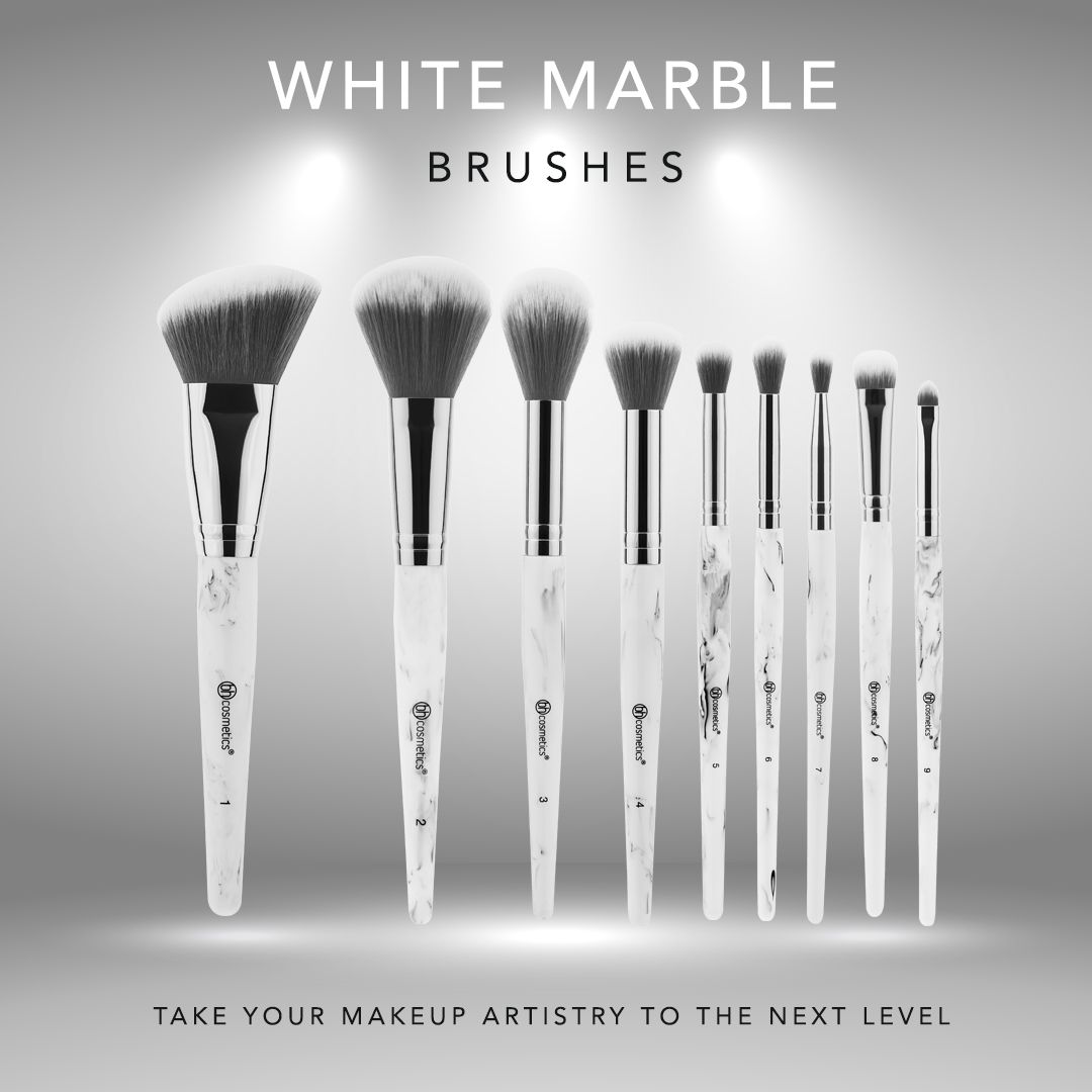 BH Cosmetics White Marble - 9 Piece Brush Set 