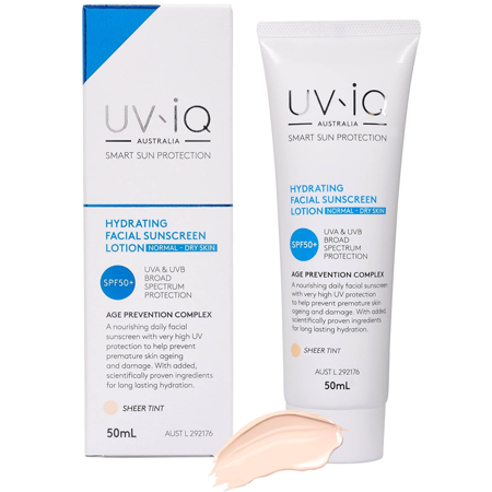 UV-iQ Hydrating Facial Sunscreen Lotion SPF50+ for Normal/Dry Skin - Sheer Tint 50ml