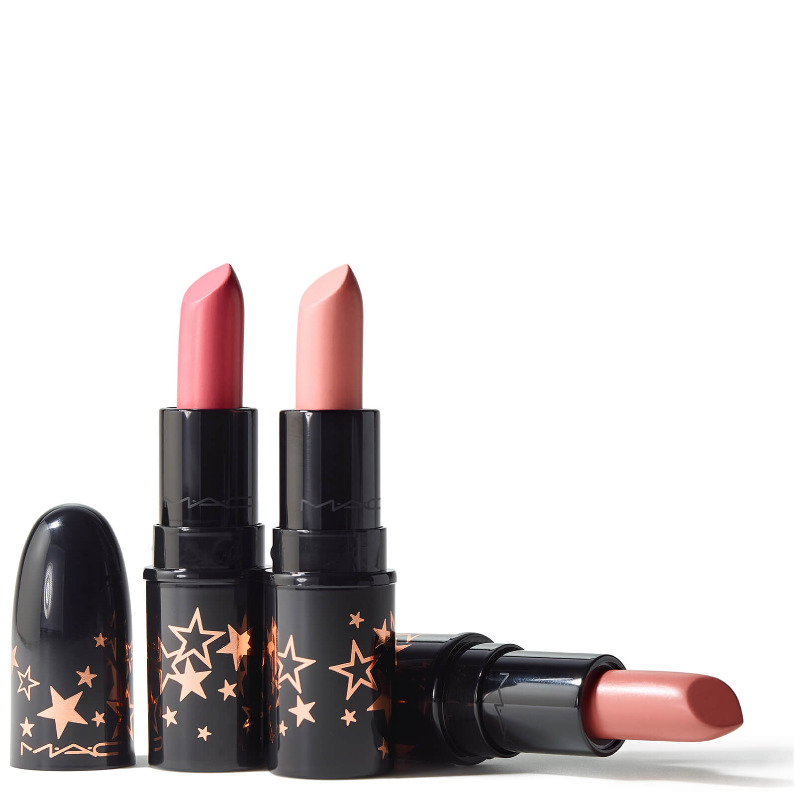 MAC Lucky Stars Lipstick Kit Limited Edition สี Neutral (1.8gx3 +กระเป๋า1ใบ) เซ็ทลิปสติกตกแต่งพิเศษเฉพาะ Holiday ปีนี้เท่านั้น! พร้อมกระเป๋ากลิตเตอร์ที่แตกต่างกันทั้ง2ด้าน