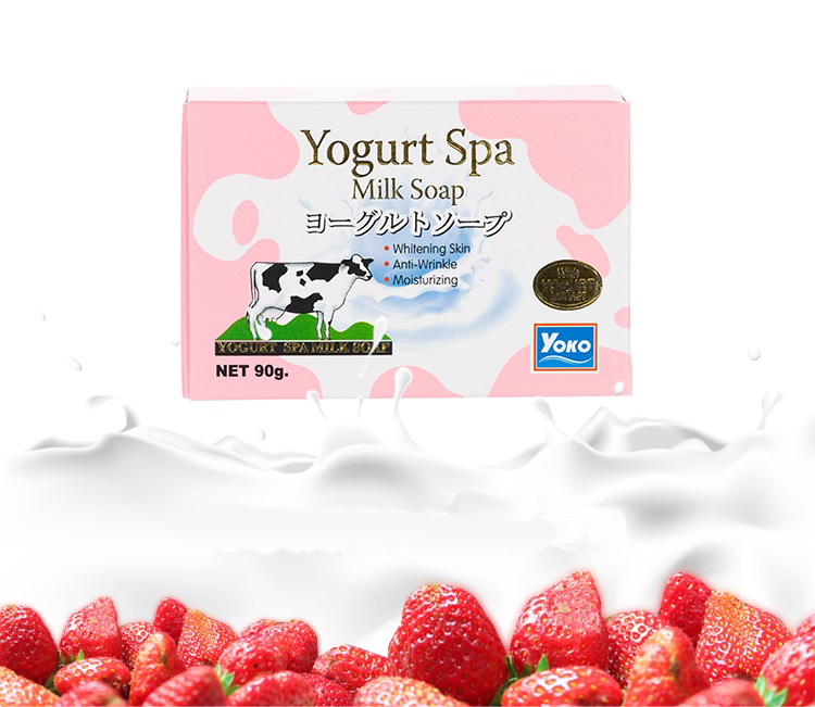 Yogurt Spa Milk Soap 90g สบู่ที่อุดมด้วยคุณค่าวิตามินหลากชนิด และโยเกิร์ตที่ช่วยฟื้นฟูสภาพผิว เพื่อผิวกระจ่างใส ลดเลือนริ้วรอยก่อนวัย