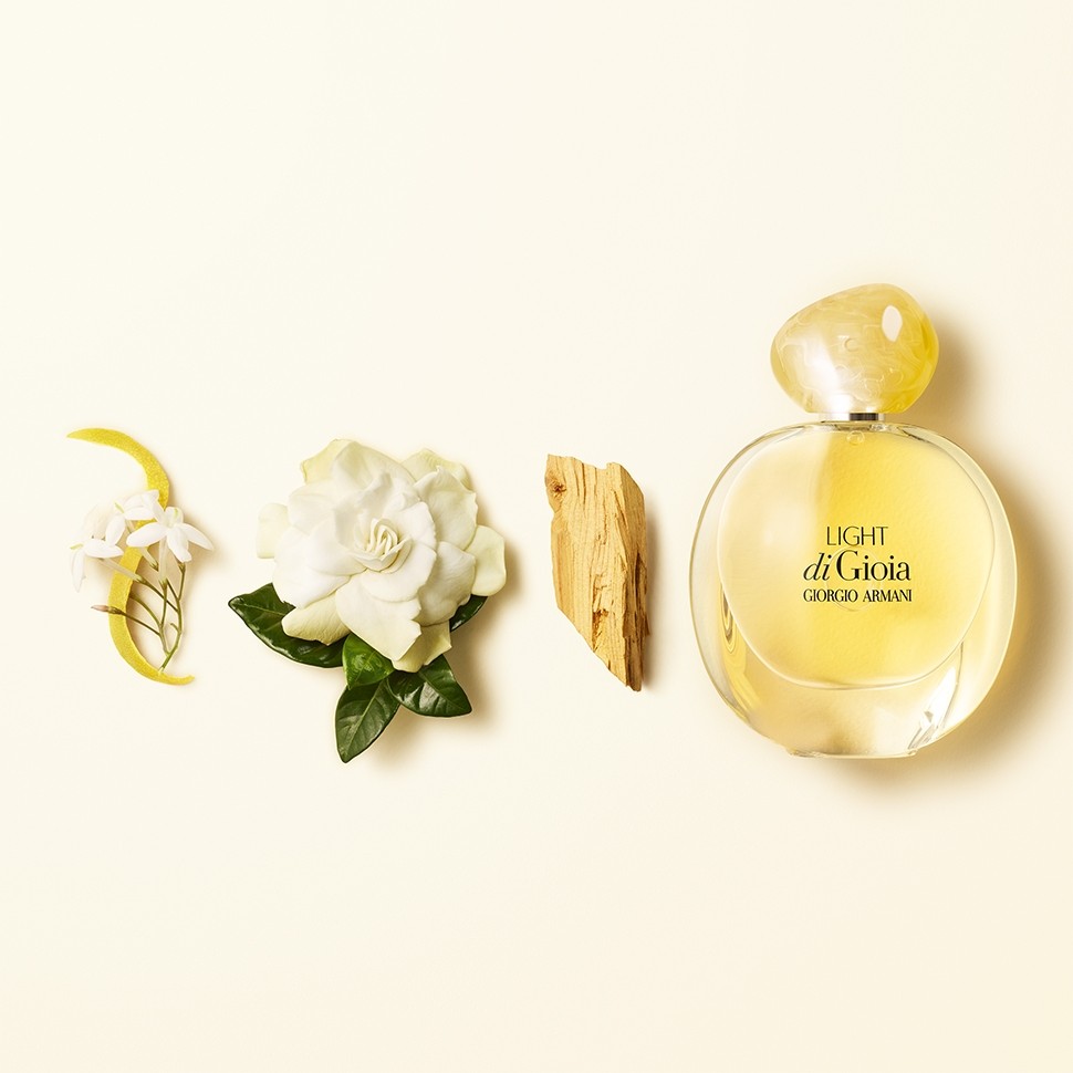 แพ็คคู่ Giorgio Armani LIGHT di Gioia Eau De Parfum 1.2 ml น้ำหอมที่เชื่อมโยงธรรมชาติเกี่ยวกับ"แสง" ให้กลิ่นหอมสดชื่นของไซตรัสและความเย็น แสงแดดที่ถูกพรรณาดั่งดอกไม้ขาว