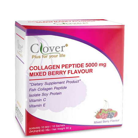 Clover Plus,Clover Plus อาหารเสริม, Clover Plus Collagen Peptide 5,000mg Mixed berry Flavour ,cloverplus , อาหารเสริม , คอลลาเจน ,คอลลาเจน บำรุงกระดูก,อาหารเสริมบำรุงผิว , collagen