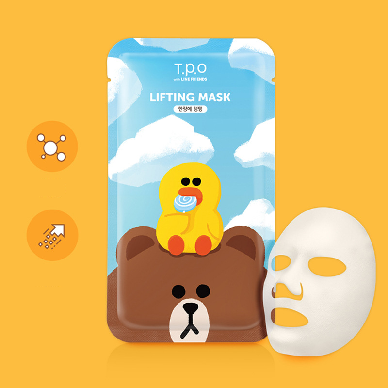 T.P.O LINE FRIENDS LIFTING MASK 25g (1แผ่น) มาสก์ที่ช่วยลดเลือนผิวหมองคล้ำ ให้กระจ่างใส ดั่งมีออร่า จากเกาหลี