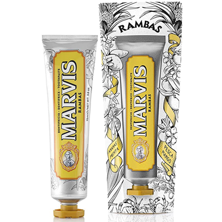 Marvis Rambas Toothpaste 75ml ยาสีฟันในตำนานจากอิตาลีที่ใครๆก็ตามหา กลิ่นหอมเขตร้อน สดใสฟรุ้ตตี้ รวม Tropical Island เอาไว้ในหลอดนี้หลอดเดียว