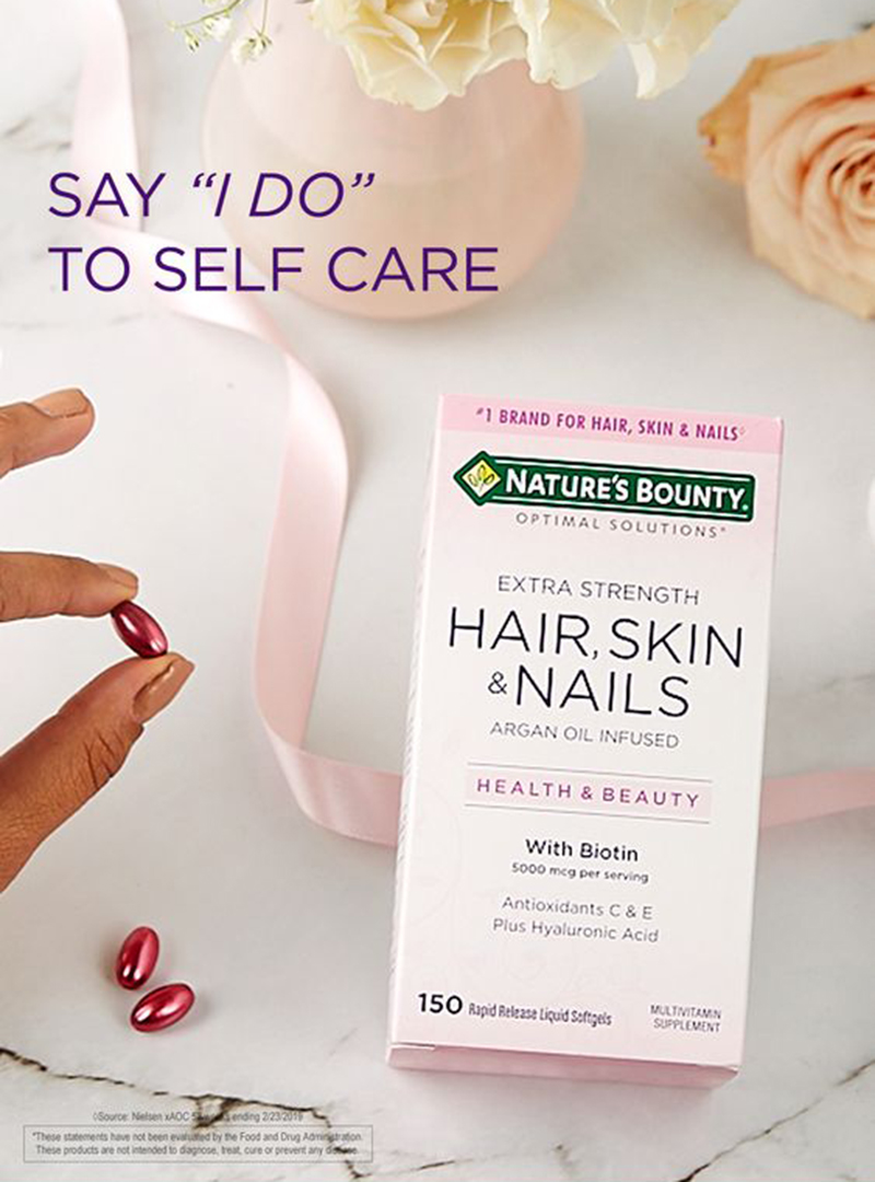 Nature's Bounty Optimal Solutions Extra Strength Hair Skin & Nails 250 Softgels,วิตามินบำรุง ผิว ผม เล็บ