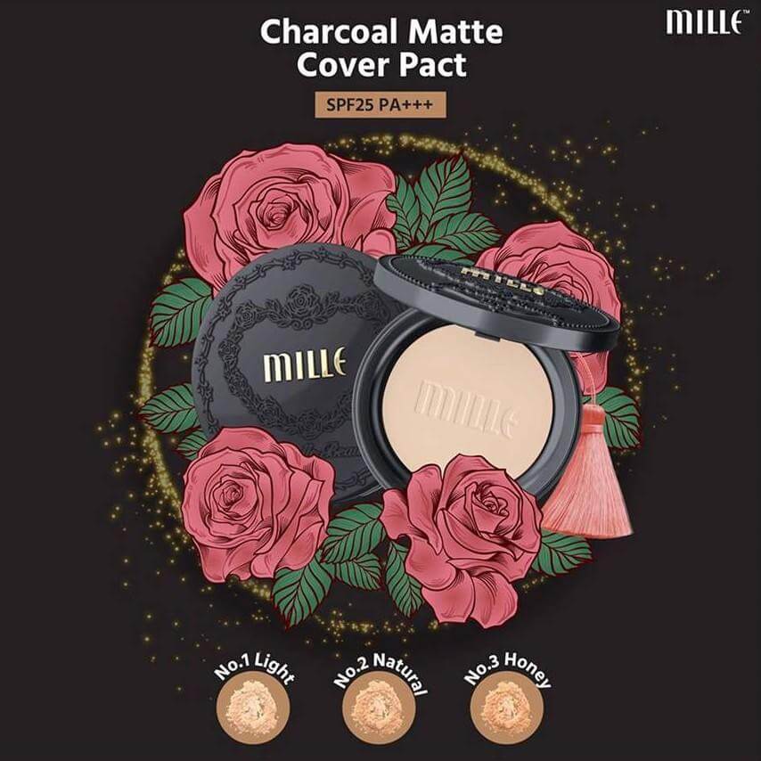 mille charcoal matte cover pact spf25 pa++, mille charcoal matte cover pact spf25 pa++ รีวิว, แป้ง mille charcoal matte cover pact spf 25 pa++, mille charcoal matte รีวิว