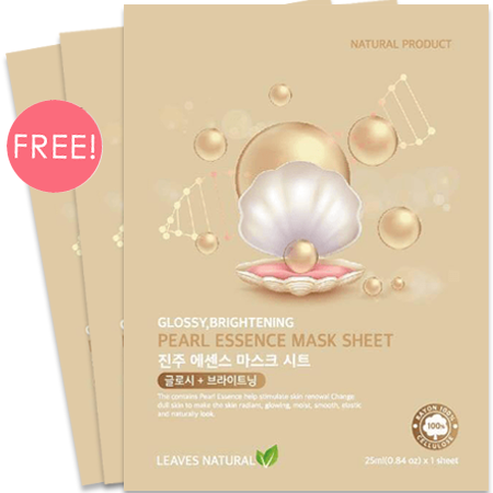 Leaves  Natural ซื้อ 1 ชิ้น ฟรี 2 ชิ้น!! PEARL ESSENCE MASK SHEET 25 ml มาสก์อุดมไปด้วย Pearl Essence ที่ช่วยกระตุ้นการผลัดเซลล์ผิวเปลี่ยนผิวหมองคล้ำ ให้กระจ่างใส