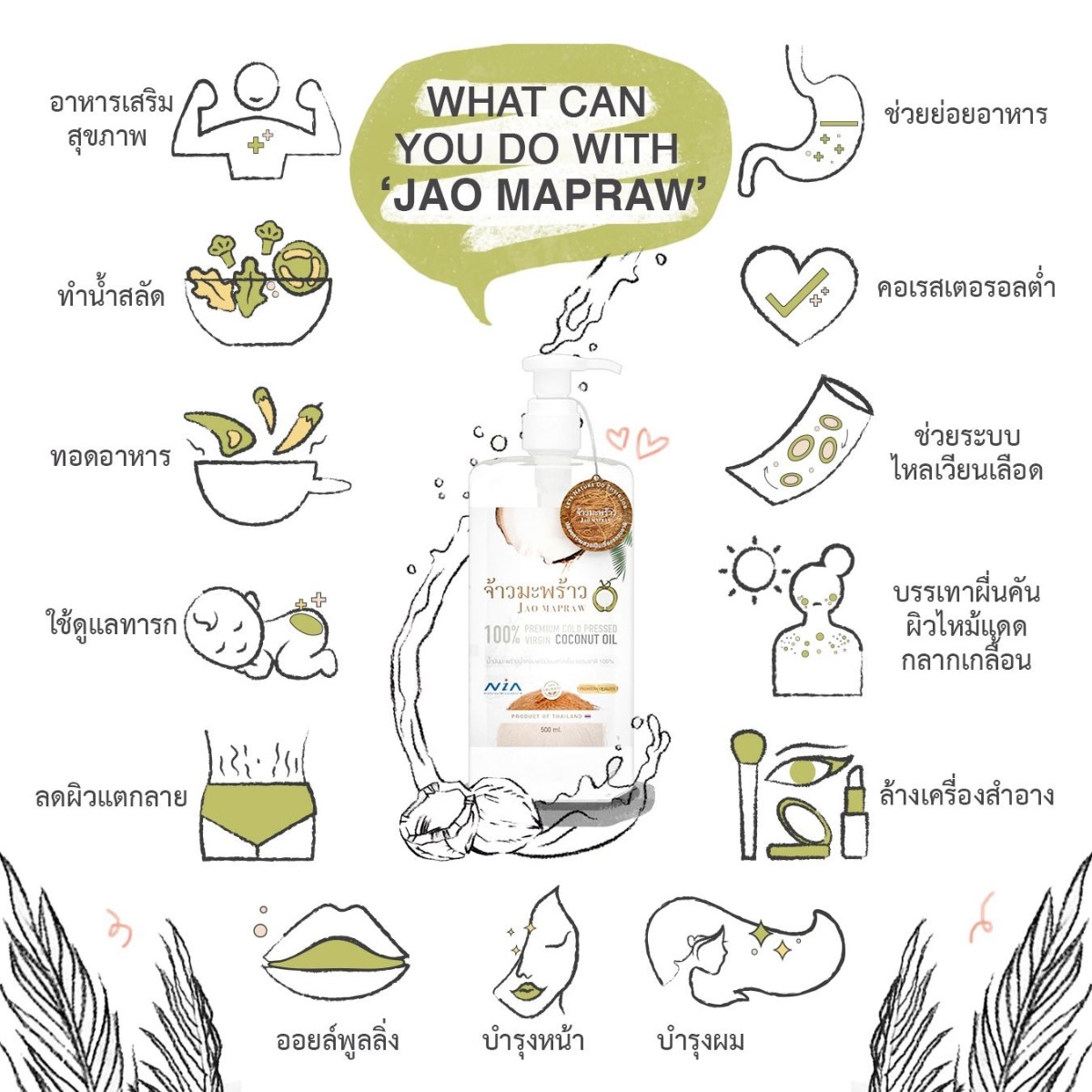 Jao Mapraw, จ้าวมะพร้าว, Jao Mapraw น้ำมันมะพร้าว, Jao Mapraw รีวิว, Jao Mapraw ราคา, น้ำมันมะพร้าวน้ำหอมพรีเมี่ยมสกัดเย็น, น้ำมันมะพร้าว, น้ำมันมะพร้าวบริสุทธิ์, น้ำมันมะพร้าวบริสุทธิ์ 100%