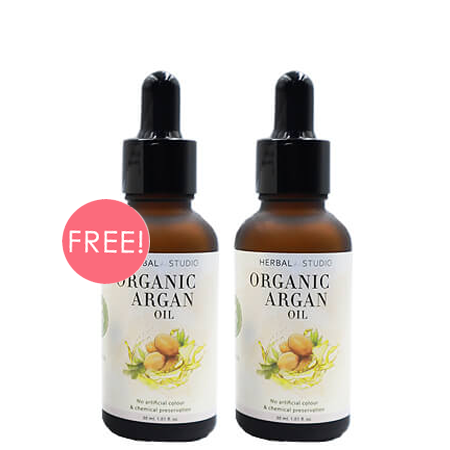Herbal Studio ซื้อ 1 ชิ้น ฟรี 1 ชิ้น!! Organic Argan Oil 30 ml น้ำมันอาร์แกนออยล์ 100% ลดเลือน ริ้วรอย บำรุงผมเงางาม จากธรรมชาติ 100%
