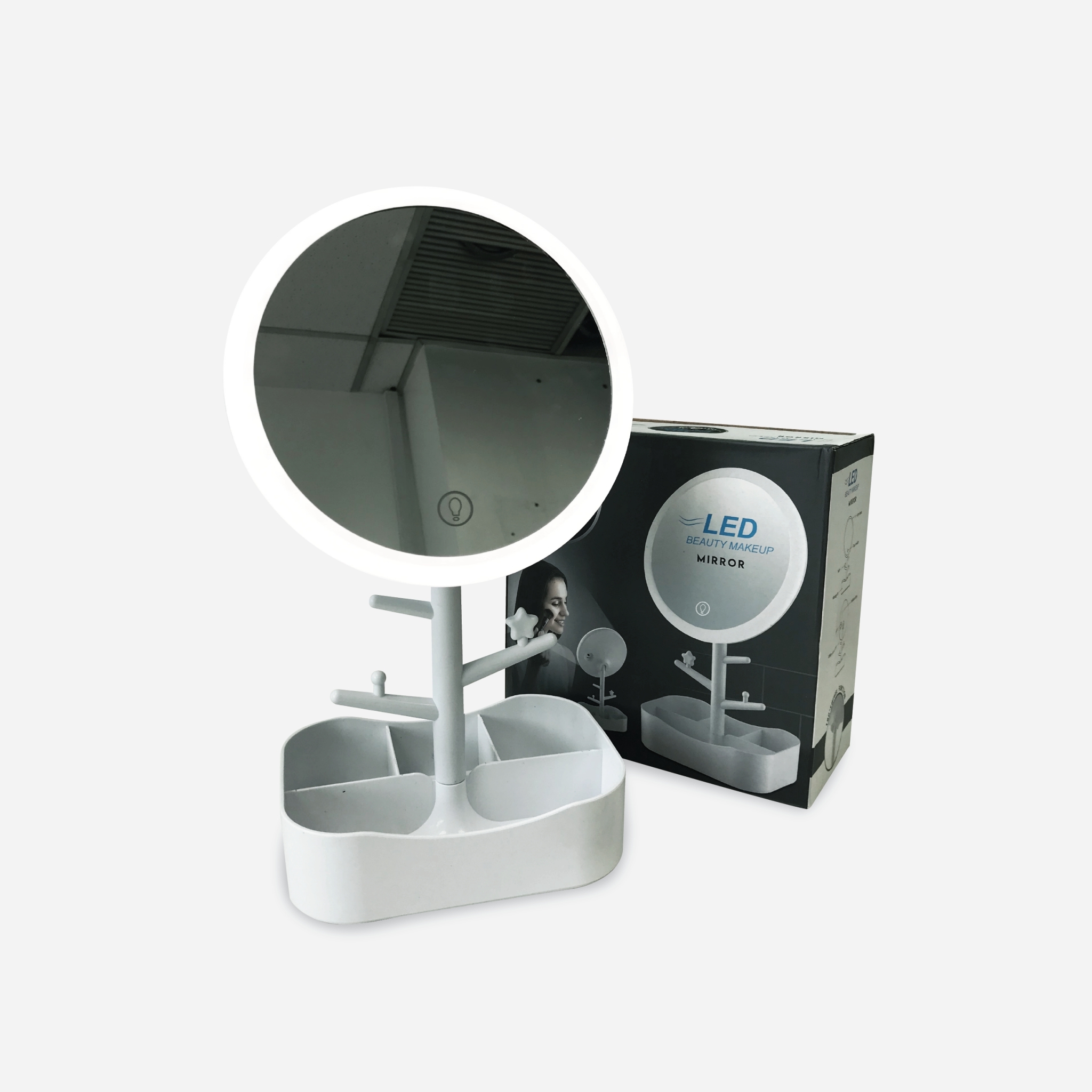 Elica LED Makeup Mirror - White กระจกติดไฟ ปรับแสงได้สามระดับ​ 
