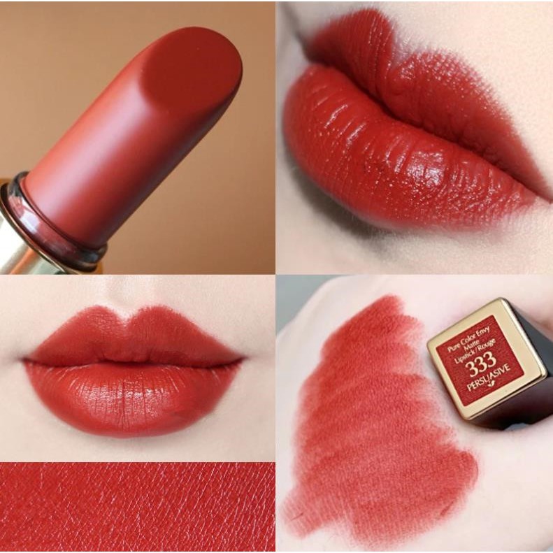  Estee Lauder Pure Color Envy Matte Sculpting Lipstick #333 Persuasive สีแดงอิฐขับผิว ให้ริมฝีปากสวยเด่น เป็นประกาย