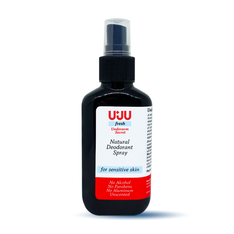 UJU Fresh Deodorant Spray 100ml สเปรย์ระงับกลิ่นกาย ป้องกันแบคทีเรีย24ชม. ด้วยส่วนผสมจากธรรมชาติ ปราศจากน้ำหอม แอลกอฮอล์ที่เป็นสาเหตุให้รักแร้ดำ