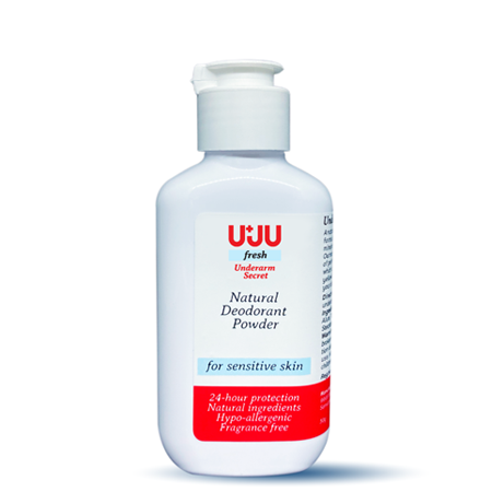 UJU fresh Deodorant Powder 50g แป้งระงับกลิ่นกาย ป้องกันแบคทีเรีย24ชม. ด้วยส่วนผสมจากธรรมชาติ ปราศจากน้ำหอม แอลกอฮอล์ที่เป็นสาเหตุให้รักแร้ดำ