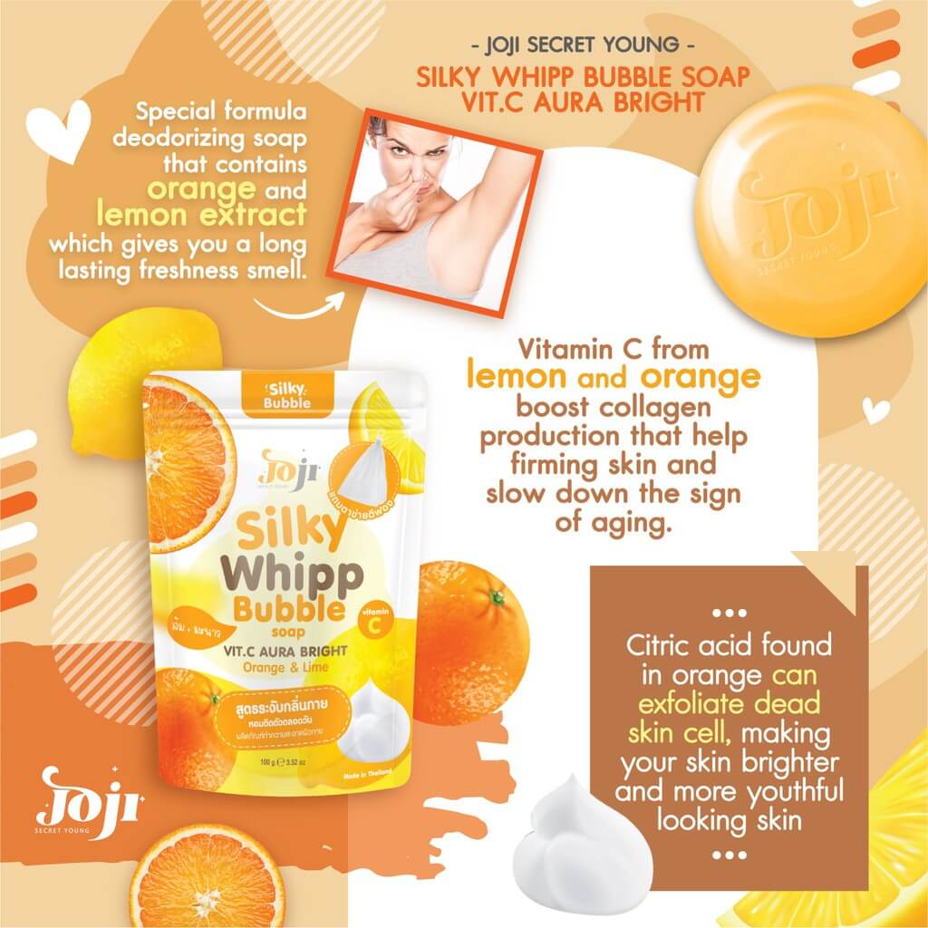 JOJI SECRET YOUNG Silky Whipp Bubble Soap #Vit.C Aura Bright 100g 
