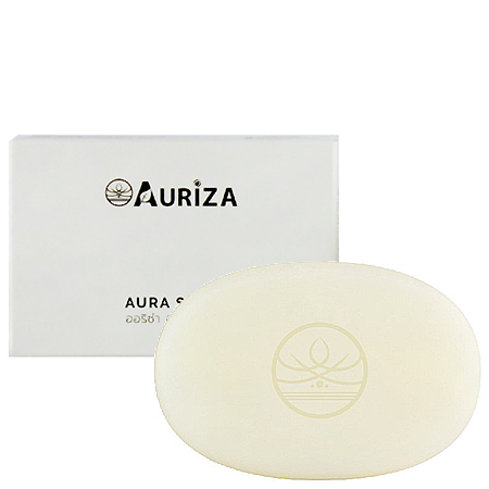 Auriza Aura Soap 100g สบู่เพื่อผิวกระจ่างใส มีออร่า ช่วยทำความสะอาดผิวหน้าและผิวกายได้อย่างล้ำลึก มีวิตามินอี ซี  สารสกัดขมิ้นและมะขาม เพื่อให้ผิวกระจ่างใสเรียบเนียน