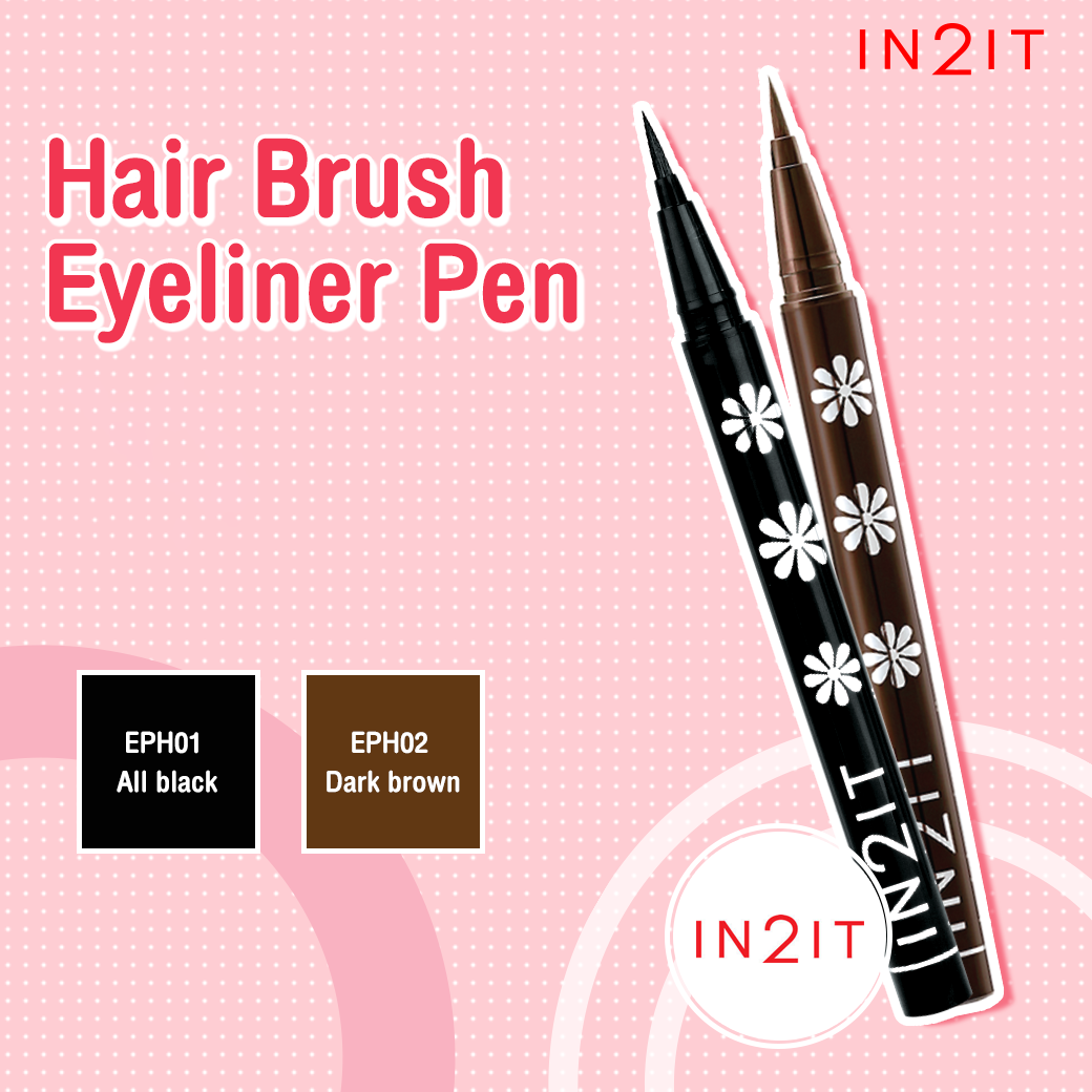 IN2IT Hair brush Waterproof Eyeliner Pen #01 All Black EPH01 อายไลเนอร์หัวพู่กันหัวพู่กันเขียนลื่น เส้นคมชัด หัวแปรงเล็ก พร้อมคุณสมบัติกันน้ำ ไม่แพนด้า