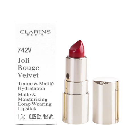 Clarins Joli Rouge Velvet Matte & Moisturizing Lipstick ลิปสติกในตำนานที่ให้เนื้อแมตต์เนียนเรียบด้วยสูตรที่ให้ความชุ่มชื้นแก่ริมฝีปาก ชุ่มชื้นนานถึง 6 ชั่วโมง