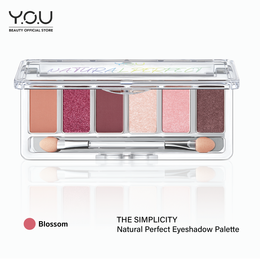 Y.O.U Natural Perfect Eyeshadow Palette #Blossom 9g อายแชโดว์ 6 เฉดสีในตลับเดียว สูตรเนื้อครีม ติดแน่นกับผิวโดยไม่หลุดร่อนเป็นผงระหว่างวัน