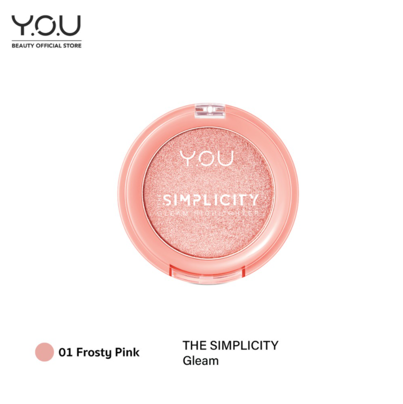 Y.O.U The Simplicity Gleam Highlighter #01 Frosty Pink 3.5g ไฮไลท์เตอร์เม็ดสีชัด เกลี่ยง่าย และช่วยเพิ่มมิติให้ใบหน้าดูฉ่ำวาวโดดเด่นอย่างเป็นธรรมชาติ