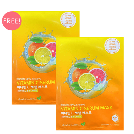 Leaves  Natural Vitamin C Serum Mask Sheet  25 ml มาสก์อุดมไปด้วย วิตามินซี ช่วยลดจุดด่างดำ ให้ผิวกระจ่างใส