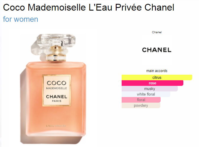 Chanel Coco Mademoiselle L'eau Privée Night  ผสมผสานกลิ่นหอมบางของจัสมิน แอ็บโซลูทและกลิ่นกลีบดอกกุหลาบเผยถึงกลิ่นมัสค์ที่เย้ายวนและอ่อนโยนที่สุดของน้ำหอม COCO MADEMOISELLE