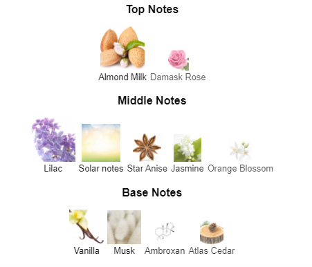 ISSEY MIYAKE A Drop D'issey EDP  Top Notes  : Almond Milk / Damask Rose  Middle Notes : Liac /Solar Notes / Star Anise /Jasmine / Orange Blossom  Base Notes : Vanilla /Musk /Ambroxan /Atlas Cedar