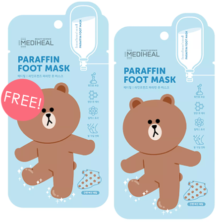 ซื้อ 1 ชิ้น ฟรี 1 ชิ้น!! Line Friends Paraffin Foot Mask 2 ชิ้น/ซอง แผ่นมาสก์ถุงเท้าที่ช่วยบำรุงให้ผิวเนียนนุ่มแลดูสุขภาพดี พร้อมช่วยบำรุงทั้งผิวเท้า ส้นเท้า และเล็บเท้า