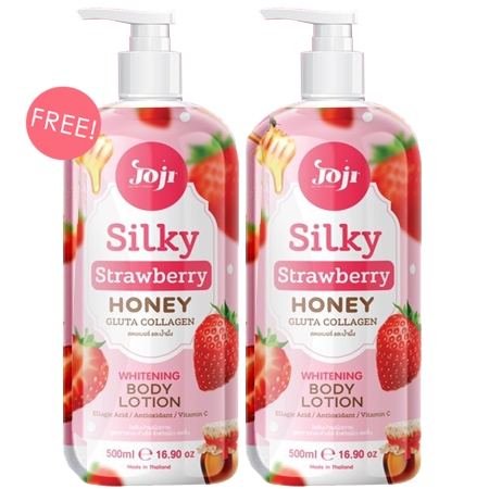 JOJI SECRET YOUNG Silky Strawberry Honey Gluta Collagen whitening Body Lotion 500g โลชั่นบำรุงผิวผสานคุณค่าจากผลไม้นานาชนิด ให้ผิวชุ่มชื้น พร้อมความกระจ่างใส