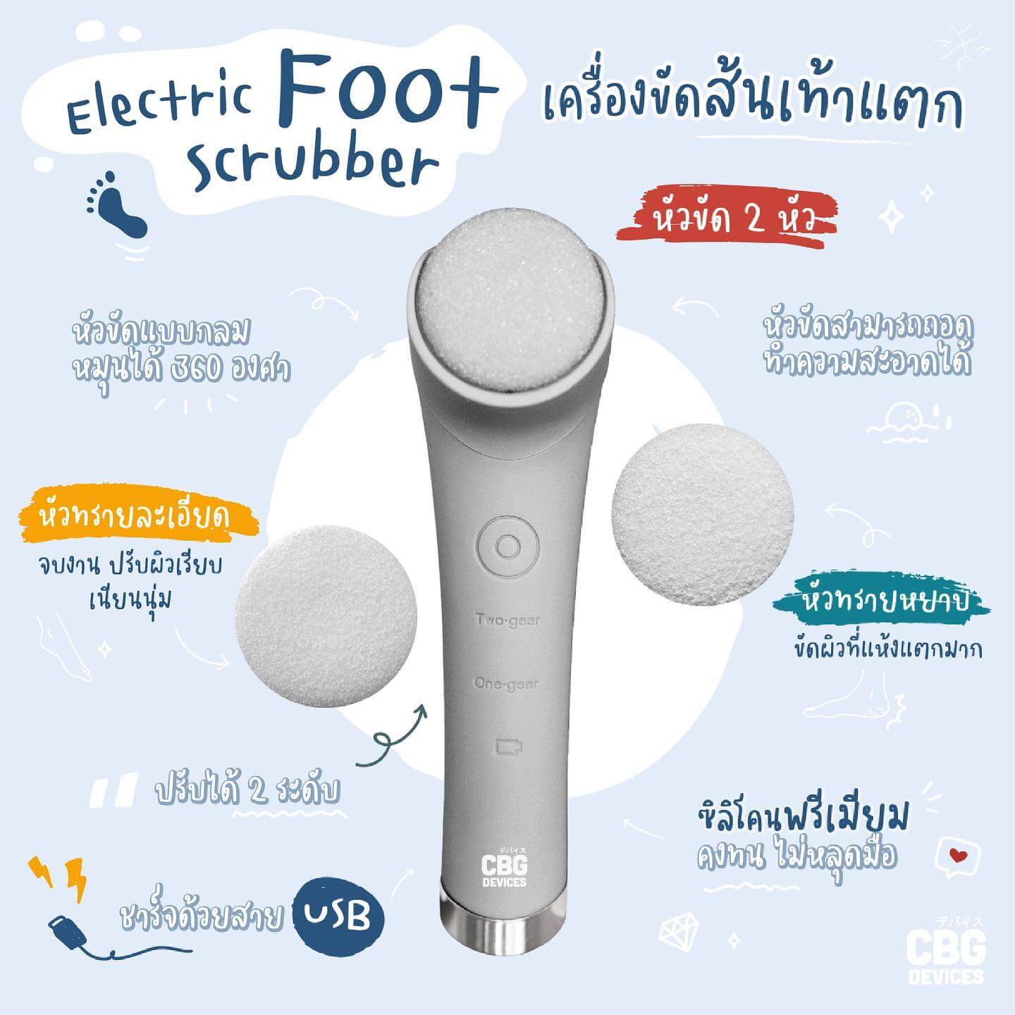 Cbg Devices,Electric Foot,Electric Foot Scrubber ,เครื่องขัดส้นเท้าแตก