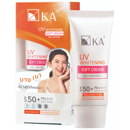 KA UV Whitening Soft Cream SPF50+ PA++++ 30g ครีมกันแดดเนื้อซอฟท์ครีม เนื้อบางเบาที่สุดที่เคยมีมา สำหรับผิวหน้า สัมผัสเบา ไม่มัน สบายผิว แม้แดดแรง