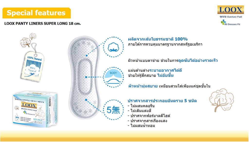 LOOX Panty Liners Super Long 18 cm.