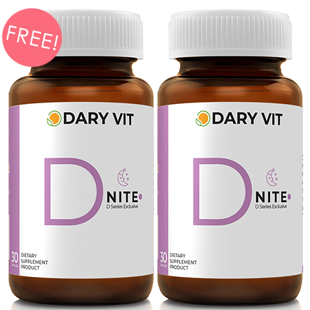 ซื้อ 1 ชิ้น ฟรี 1 ชิ้น !! Dary Vit Vitamin D Nite 30Capsules ดารี่ วิต ดี-ไนท์ 30Capsules สารสกัดจากแอล-กลูตามีน ช่วยบำรุงสมอง ลดความเครียด เสริมระบบภูมิต้านทาน และลดความเสี่ยงโรคหัวใจ