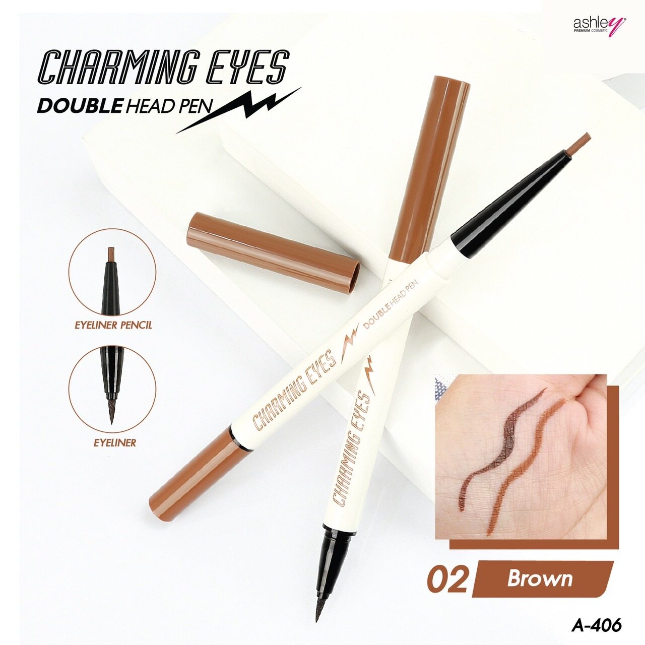 Ashley Charming Eyes Double Head Pen No.02 Brown A-406-02