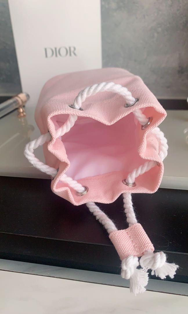 Dior Canvas Drawstring Pink Pouch