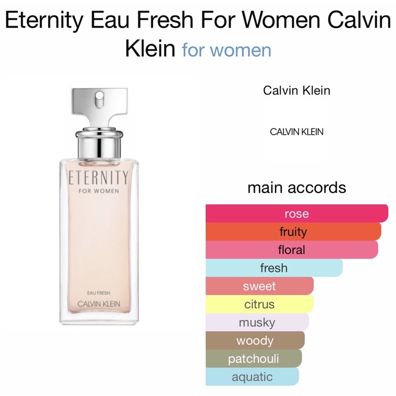 CK Calvin Klein Eau Fresh For Women EDP Ingredients Notes