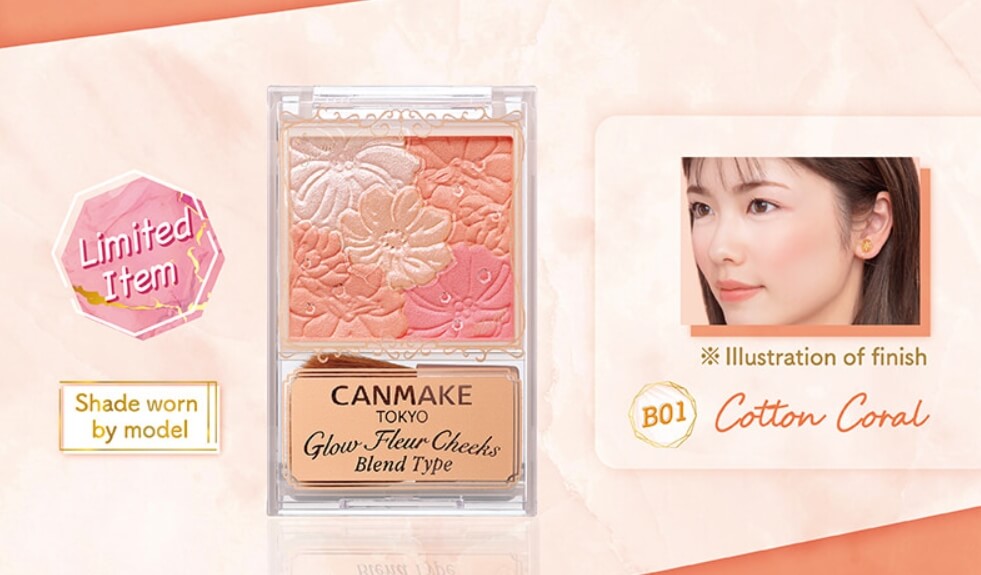 Glow Fleur Cheeks (Blend Type),Canmake Glow Fleur Cheeks (Blend Type),B01 Cotton Coral,บลัชออน,Canmake,บลัชออนCanmake