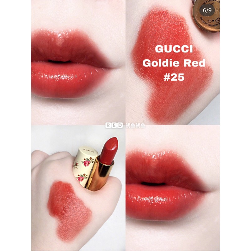 Gucci Lip Colour Rouge a Levres Sample Size # 25 Goldie Red x4 0.3g ลิปสี # 25 Goldie Red ทั้ง 4 แบบในชุดเดียว