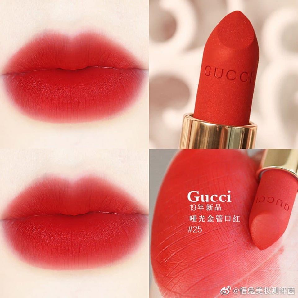 Gucci Lip Colour Rouge a Levres Sample Size # 25 Goldie Red x4 0.3g ลิปสี # 25 Goldie Red ทั้ง 4 แบบในชุดเดียว